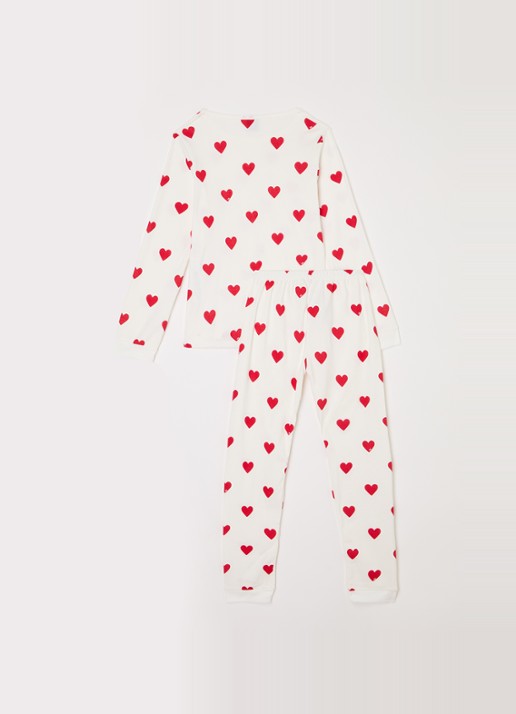 Petit Bateau Pyjamaset met print  - voorkant 2 gebroken wit