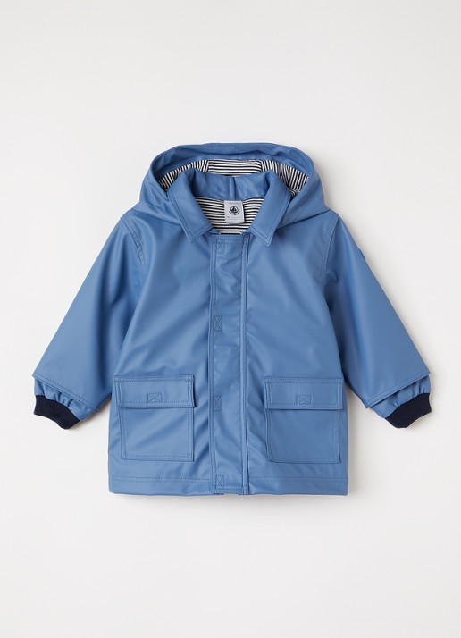 Petit Bateau Regenjas met capuchon - voorkant 2 lichtblauw