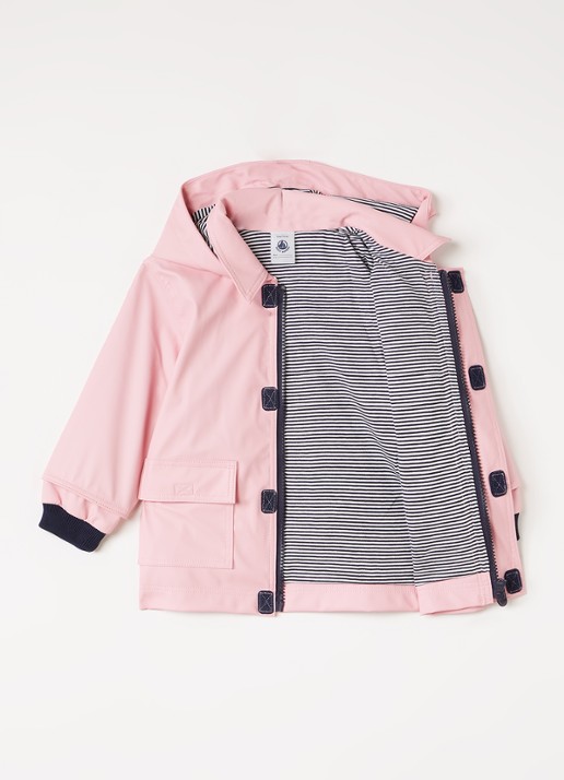 Petit Bateau Regenjas met capuchon - voorkant 3 roze
