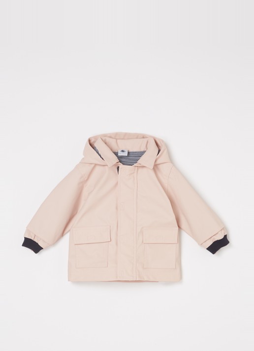 Petit Bateau Regenjas met klepzakken     - voorkant lichtroze