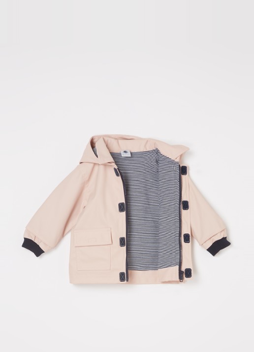 Petit Bateau Regenjas met klepzakken     - voorkant 2 lichtroze