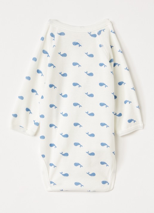 Petit Bateau Romper met print in giftbox 5-delig - voorkant 3 lichtblauw