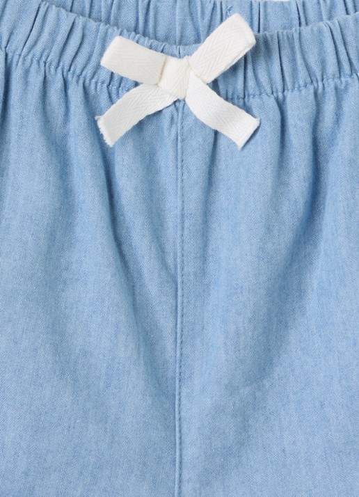Petit Bateau Straight fit korte broek van chambray - detail blauw