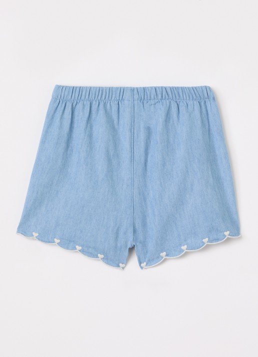 Petit Bateau Straight fit korte broek van chambray - voorkant 3 blauw