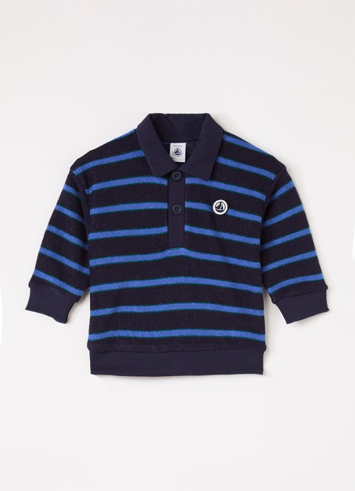 Petit Bateau Trui van badstof met streepprint en polokraag