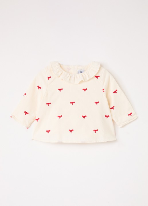 Petit Bateau Tuniek van corduroy met borduring en volant