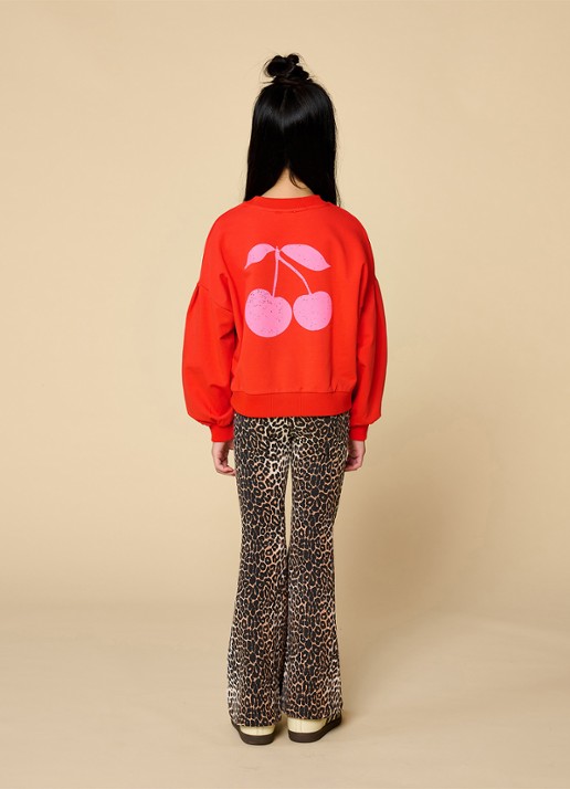 Petit Blush Easy sweater met logo- en backprint - achterkant 5 oranjerood