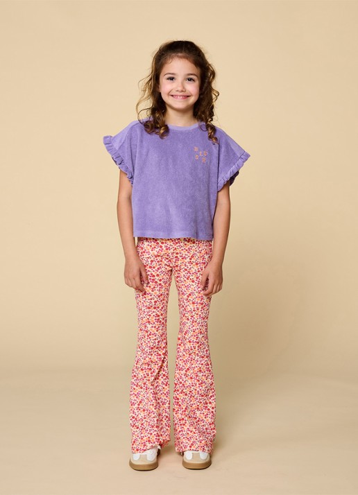 Petit Blush Flared fit legging met bloemenprint - voorkant 4 rood