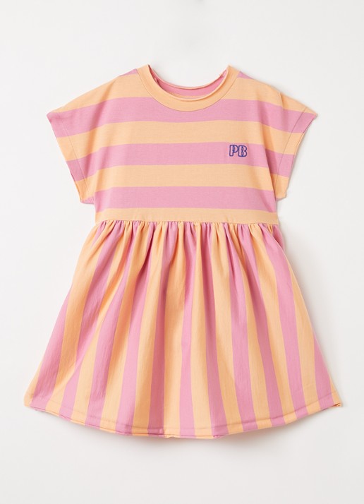 Petit Blush Jurk met streepprint - voorkant 4 roze