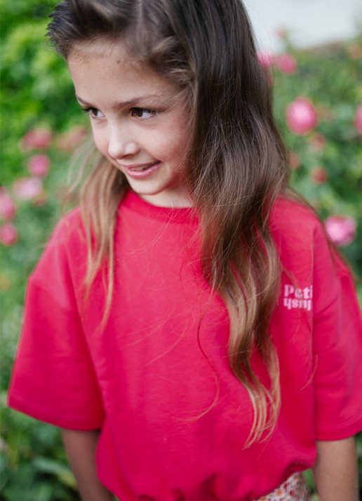 Petit Blush T-shirt met elastische band - detail 2 koraalrood