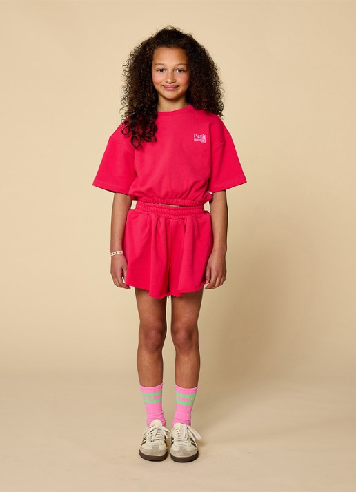 Petit Blush T-shirt met elastische band - detail 3 koraalrood