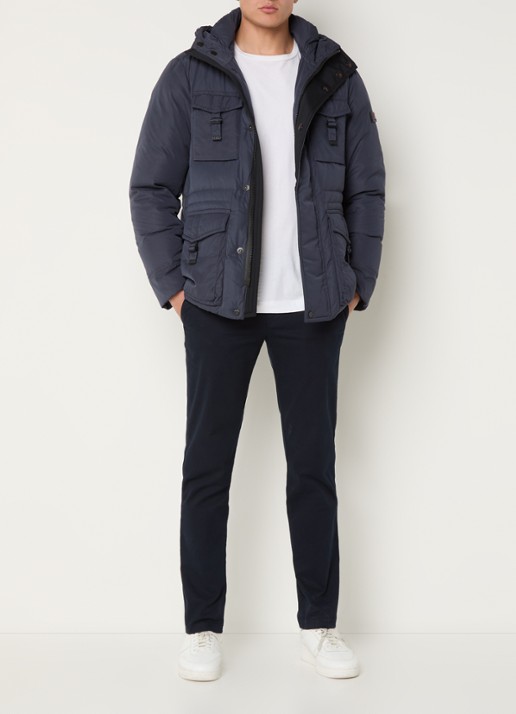 Peuterey Aiptek gewatteerde parka met donsvulling en capuchon - voorkant 4 indigo