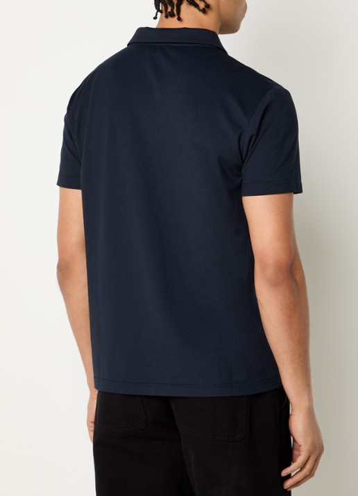Peuterey Helgo regular fit polo in zijdeblend met logoborduring - achterkant donkerblauw