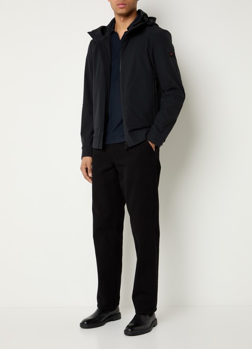 Peuterey Helgo softshell jack met capuchon - voorkant 2 zwart