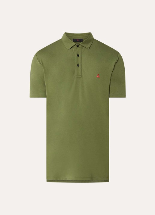 Peuterey Mezzola regular fit polo in zijdeblend met logoborduring - voorkant 3 mosgroen