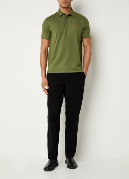 Peuterey Mezzola regular fit polo in zijdeblend met logoborduring - voorkant 4 mosgroen