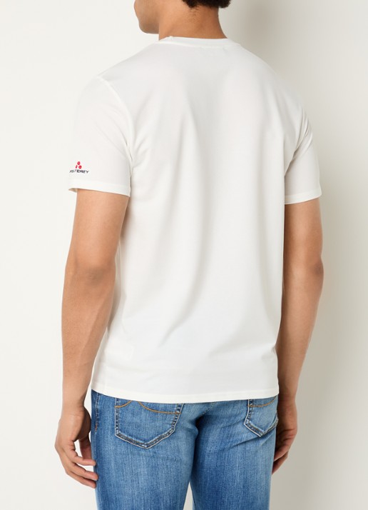 Peuterey Zole T-shirt met in zijdeblend - achterkant 3 gebroken wit