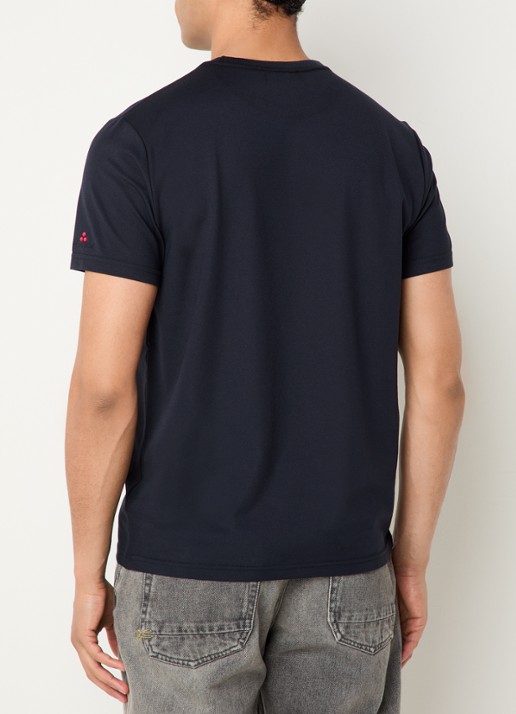 Peuterey Zole T-shirt met in zijdeblend - achterkant 4 donkerblauw