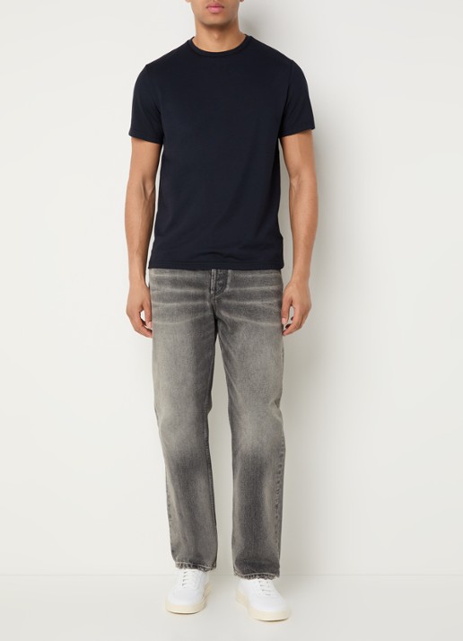 Peuterey Zole T-shirt met in zijdeblend - voorkant 2 donkerblauw