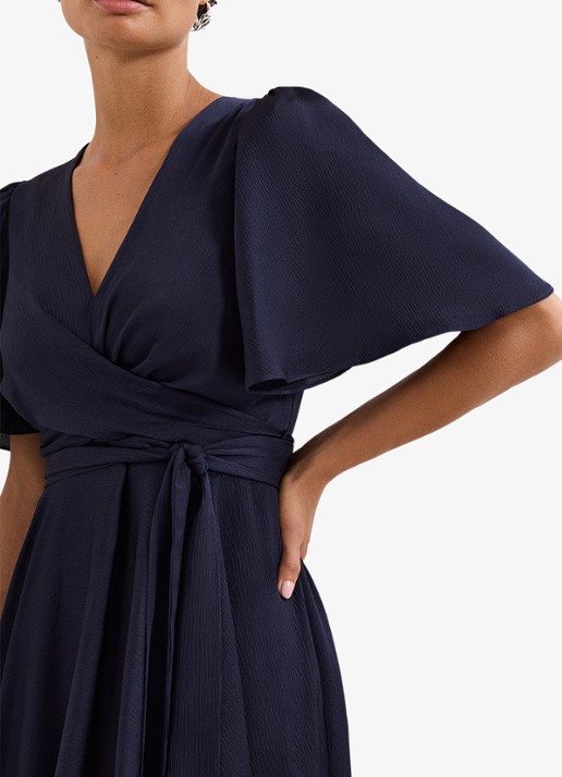 Phase Eight Abbie midi jurk met strikceintuur pofmouwen - detail 4 donkerblauw