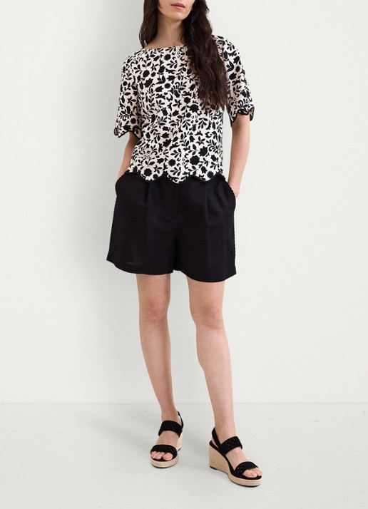 Phase Eight Abi tuniek me bloemenprint - voorkant 2 zwart