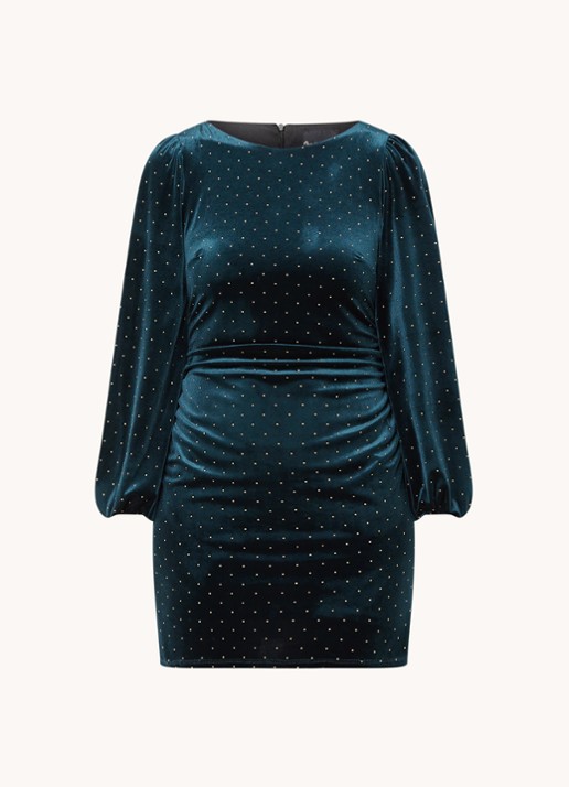 Phase Eight Adele Studded Velvet Dark Teal - voorkant 3 blauw