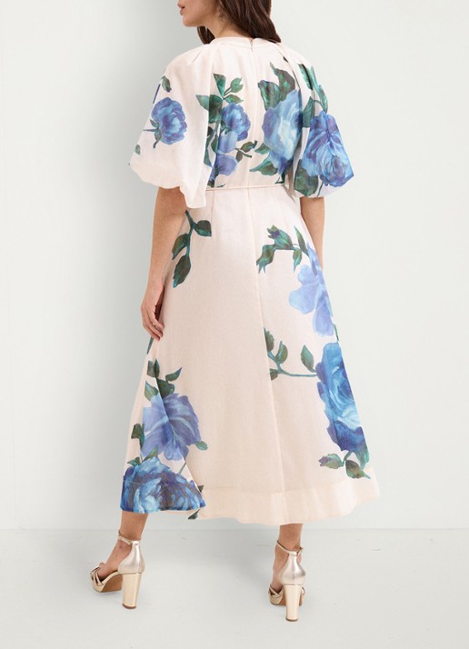 Phase Eight Adeline midi jurk met bloemenprint - achterkant blauw