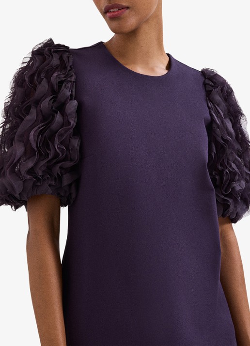 Phase Eight Aida mini jurk met pofmouw - detail 3 aubergine