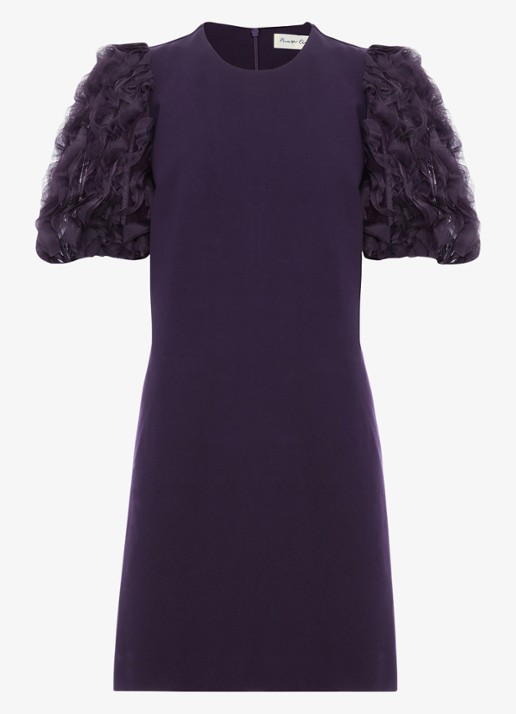 Phase Eight Aida mini jurk met pofmouw - voorkant 7 aubergine