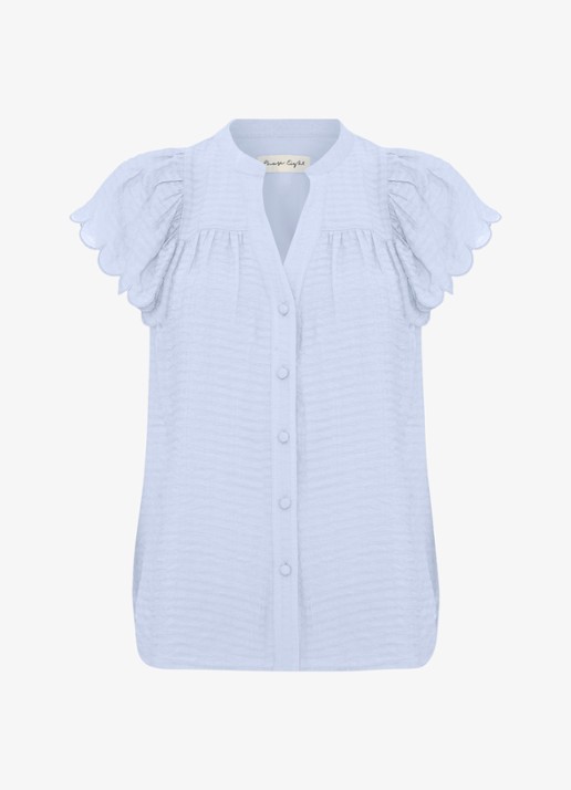 Phase Eight Aleasha blouse met V-hals - voorkant 2 lichtblauw