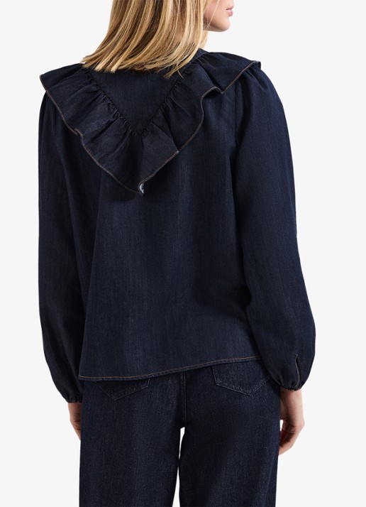 Phase Eight Alexia blouse van denim - achterkant 6 donkerblauw