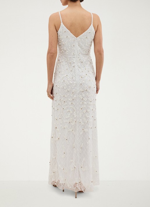 Phase Eight Alexia maxi jurk met studs - achterkant 3 gebroken wit