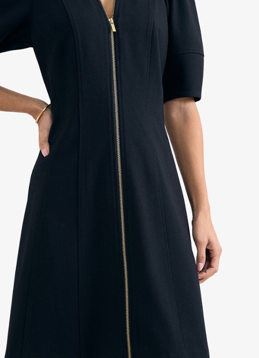 Phase Eight Alima Ponte mini jurk met opstaande kraag - detail 4 zwart