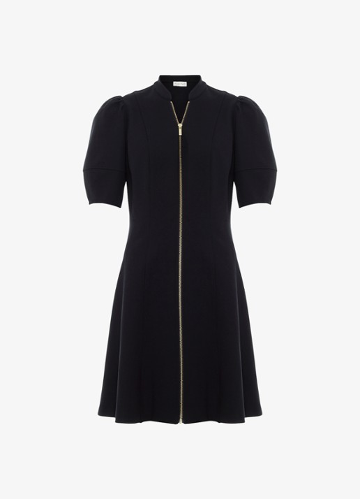 Phase Eight Alima Ponte mini jurk met opstaande kraag - voorkant 7 zwart