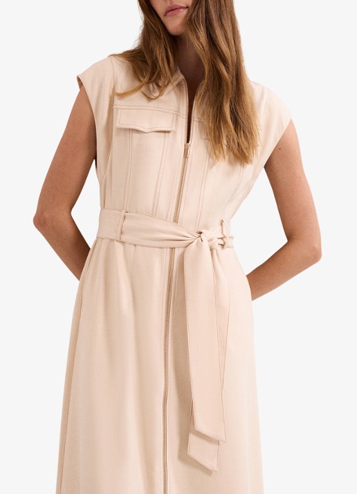 Phase Eight Alira midi jurk met strikceintuur - detail 4 creme