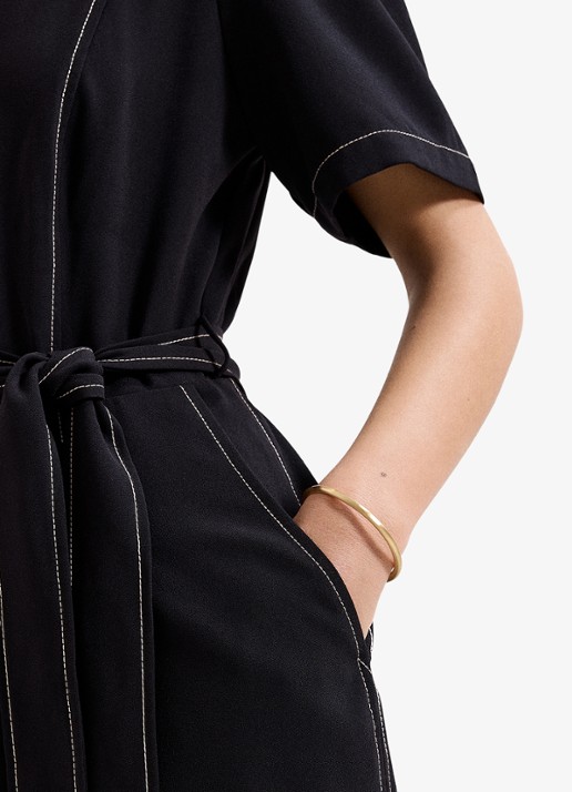 Phase Eight Alix wide fit jumpsuit met strikceintuur - detail 6 zwart