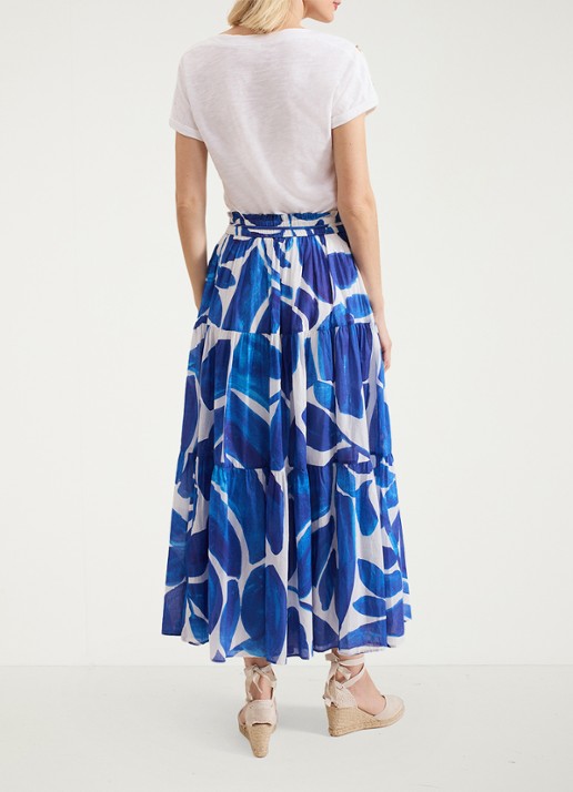 Phase Eight Alva midi rok met print - achterkant donkerblauw