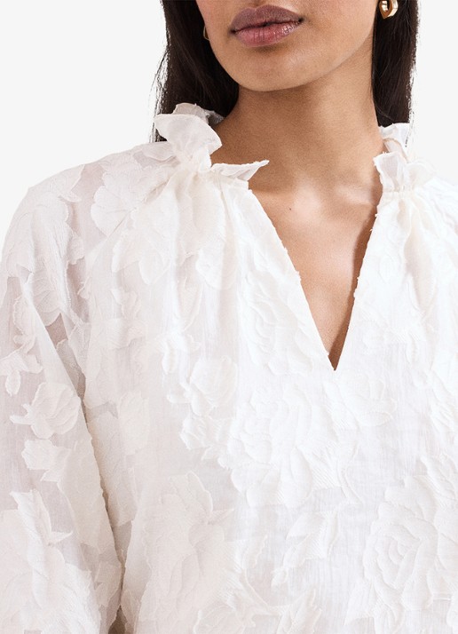 Phase Eight Amal blouse met bloemenprint - detail 3 gebroken wit