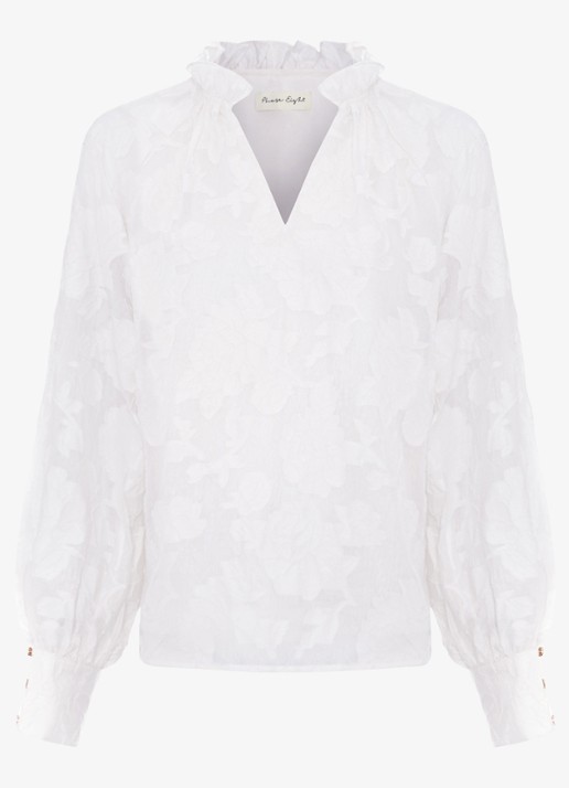 Phase Eight Amal blouse met bloemenprint - voorkant 7 gebroken wit