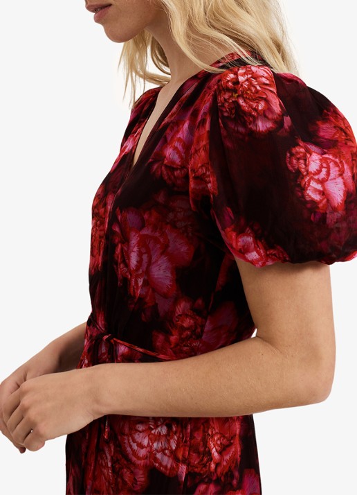 Phase Eight Amaris maxi blousejurk met bloemenprint en strikceintuur - detail 6 rood