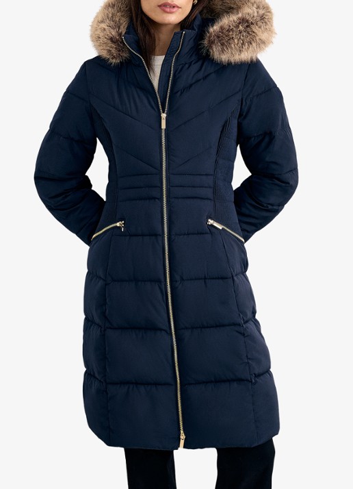 Phase Eight Amber midi gewatteerde parka met afneembare capuchon