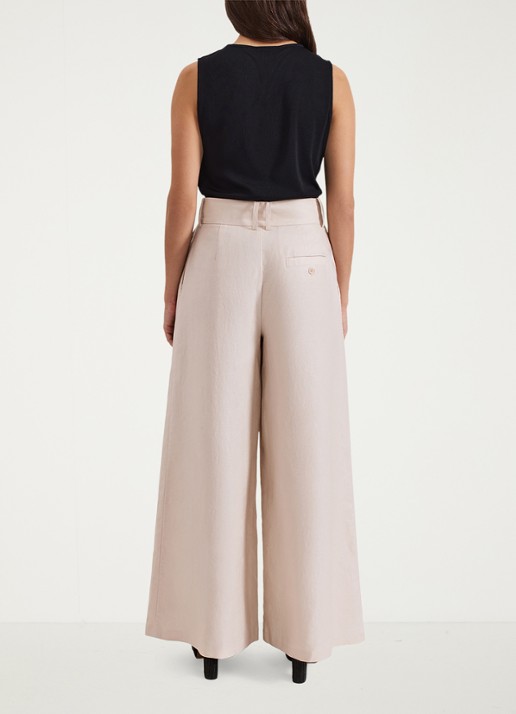Phase Eight Amble mid waist wide fit pantalon met steekzakken - achterkant creme