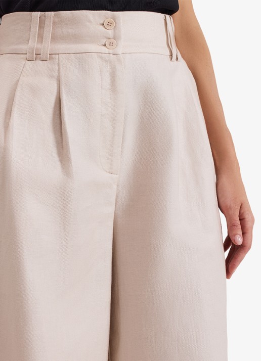 Phase Eight Amble mid waist wide fit pantalon met steekzakken - detail 3 creme