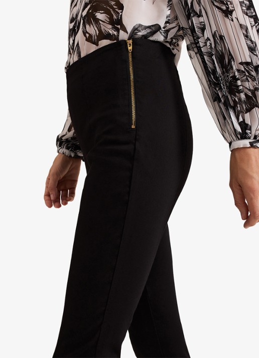 Phase Eight Amina mid waist cropped skinny fit broek persplooi - detail 7 zwart