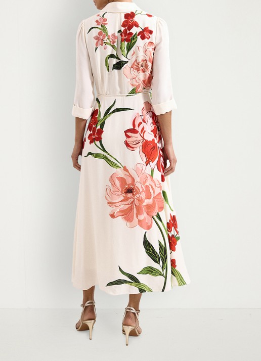 Phase Eight Anabella maxi blousejurk met bloemenprint - achterkant gebroken wit