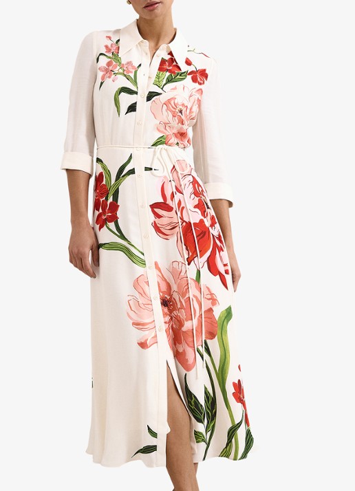 Phase Eight Anabella maxi blousejurk met bloemenprint - detail 5 gebroken wit