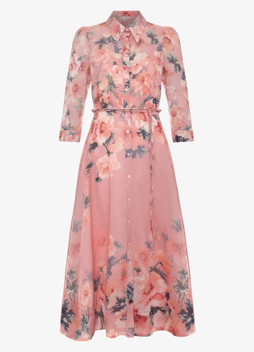 Phase Eight Anabella midi jurk met bloemenprint - voorkant 7 oudroze