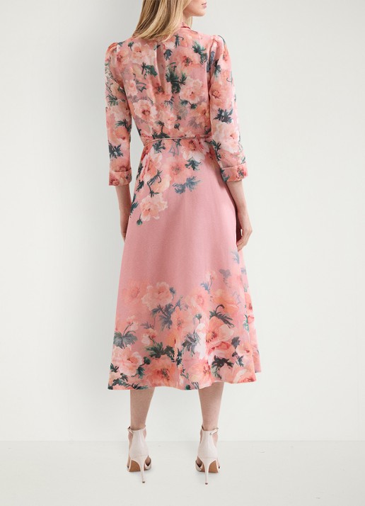 Phase Eight Anabella midi jurk met bloemenprint - achterkant oudroze