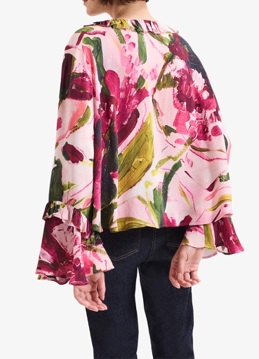 Phase Eight Andi blouse met bloemenprint - achterkant 3 roze