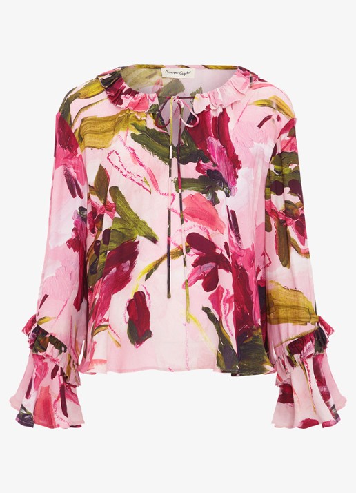 Phase Eight Andi blouse met bloemenprint - voorkant roze